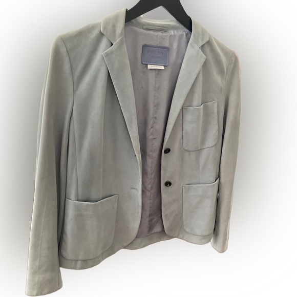 Prada Goat Leather Baby Blue Chore Jacket - Picture 4 of 7